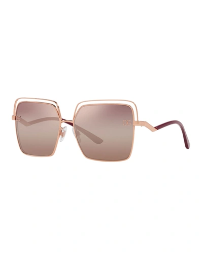 Dolce & Gabbana Oversized Square Metal Sunglasses In Fuxia Gradient Orange Mirror Orange