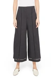 Theory Ladder-stitch Wide-leg Culottes In Black