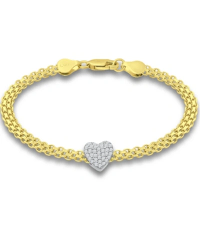 Giani Bernini Cubic Zirconia Heart Bismark Chain Bracelet, Created For Macy's In Yellow