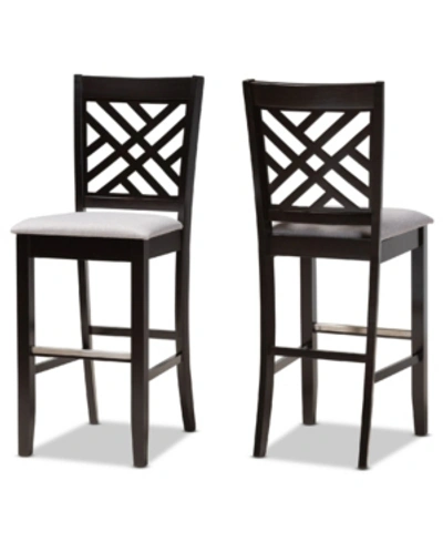 Baxton Studio Jason Modern And Contemporary Fabric Upholstered 2 Piece Bar Stool Set In Sand