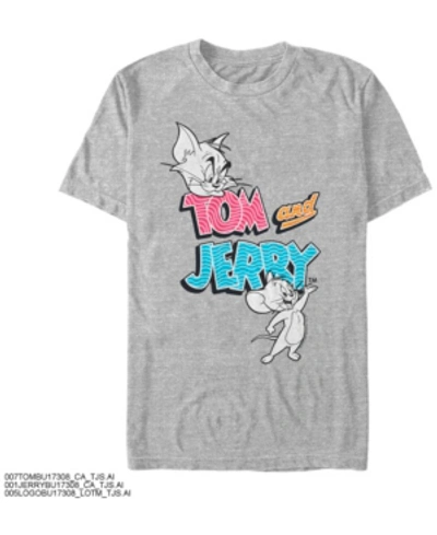 Fifth Sun Men's Tom Jerry Pattern Logo W White Characters Short Sleeve T-shirt In Athletic Heather