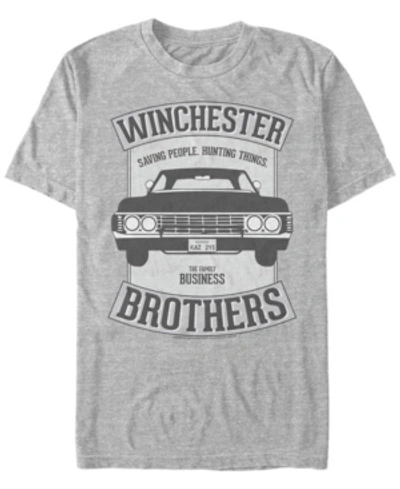 Fifth Sun Men's Supernatural Winchester Car Crest Short Sleeve T-shirt In Athletic Heather