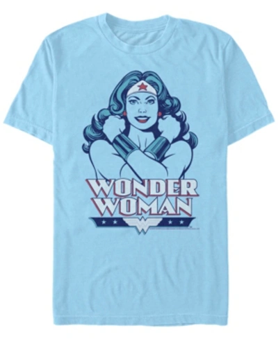 Fifth Sun Men's Wonder Woman Arms Crossed Short Sleeve T-shirt In Light Blue