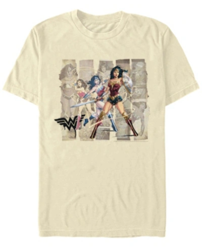 Fifth Sun Men's Wonder Woman Paper Panels Short Sleeve T-shirt In Natural