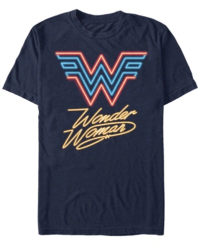 Fifth Sun Men's Wonder Woman Neon Lights Short Sleeve T-shirt In Navy