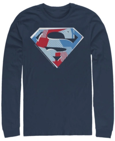 Fifth Sun Men's Superman Cutout Logo Long Sleeve Crew T-shirt In Blue
