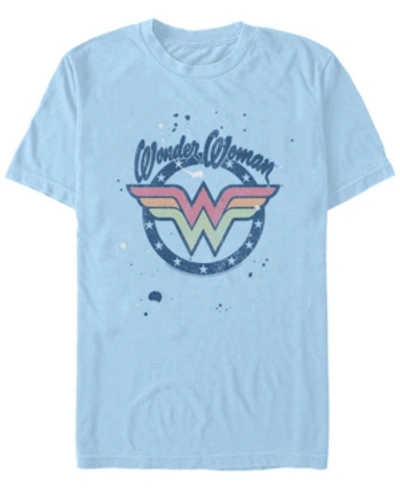 Fifth Sun Men's Wonder Woman Splat Logo Short Sleeve T-shirt In Light Blue