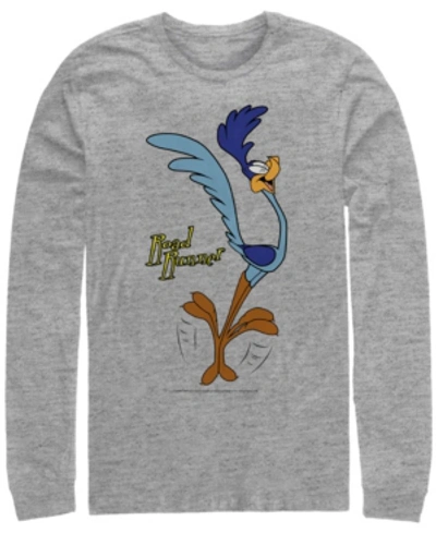 Fifth Sun Men's Looney Tunes Faces Of Road Runner Long Sleeve Crew T-shirt In Gray