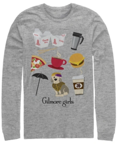 Fifth Sun Men's Gilmore Girls Tv Icon Jumble Long Sleeve Crew T-shirt In Athletic Heather