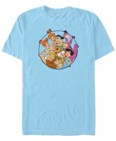 Fifth Sun Men's The Flintstones Circle Flintstone Short Sleeve T-shirt In Light Blue