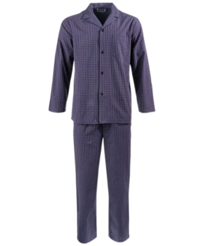 Club Room Men's Double Window Pane Pajama Set, Created For Macy's In Navy Red