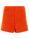 Alanui High-waisted Chunky-knit Shorts In Orange
