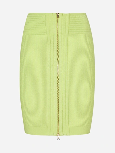 Balmain Zipped Stretch Kinit Miniskirt