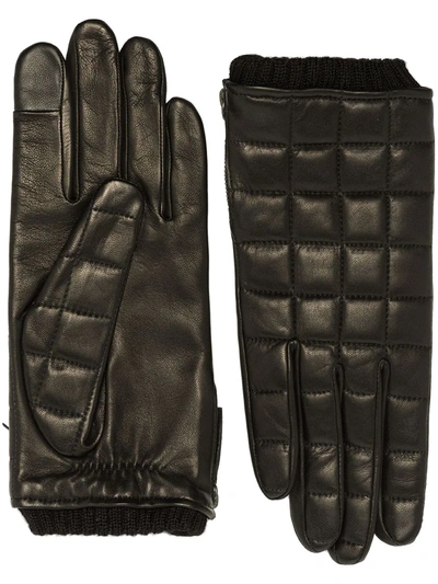 Agnelle Black Aceline Quilted Leather Gloves