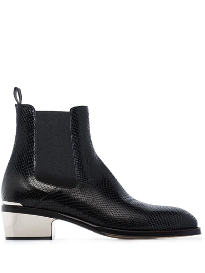 Alexander Mcqueen Snake Print Leather Chelsea Boots In Black