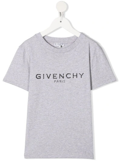 Givenchy Kids' Logo-print Mélange T-shirt In Grigio