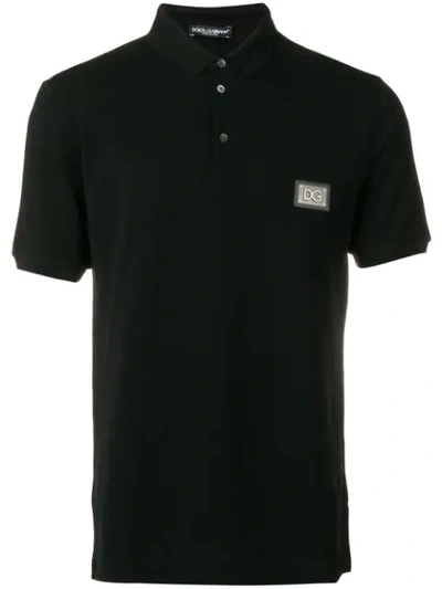 Dolce & Gabbana Black Cotton Piquet Polo Shirt With Logo