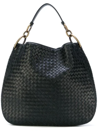 Bottega Veneta Loop Large Intrecciato Leather Shoulder Bag In Nero