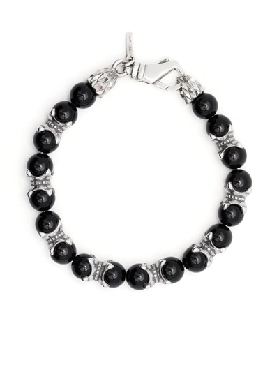 Emanuele Bicocchi Tourmaline Beaded Chain Bracelet In Black