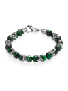 Emanuele Bicocchi Tiger Eye Beaded Chain Bracelet In Green,silver