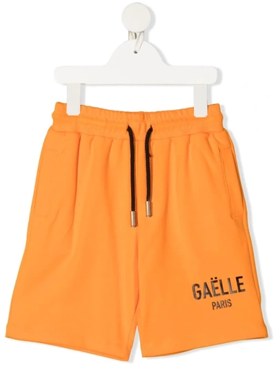 Gaelle Paris Teen Logo-print Track Shorts In Orange