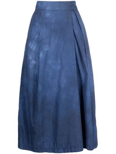 Barena Venezia Tie-dye Print Pleated Skirt In Navy
