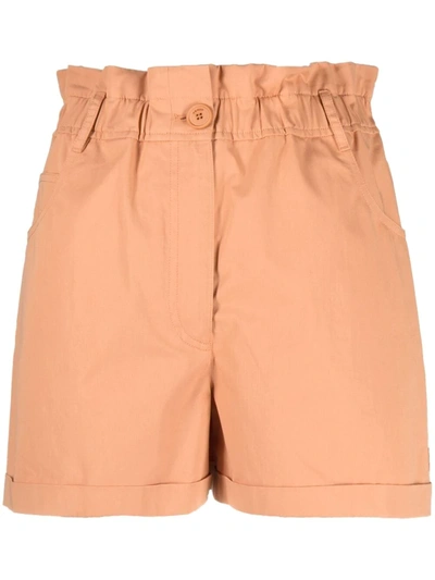 Kenzo High-waisted Elasticated Shorts In Cognac
