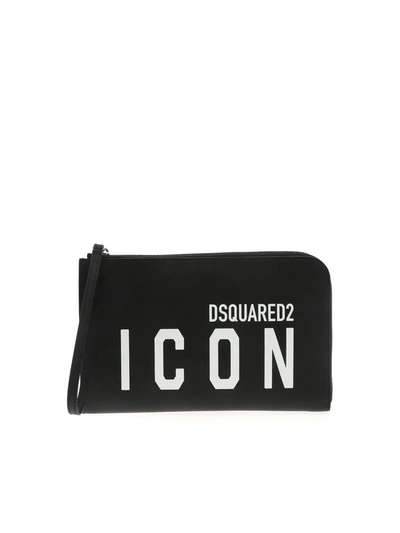 Dsquared2 Icon Logo Clutch Bag In Black