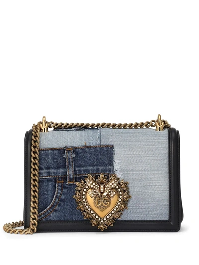 Dolce & Gabbana Medium Devotion Denim Shoulder Bag In Blue
