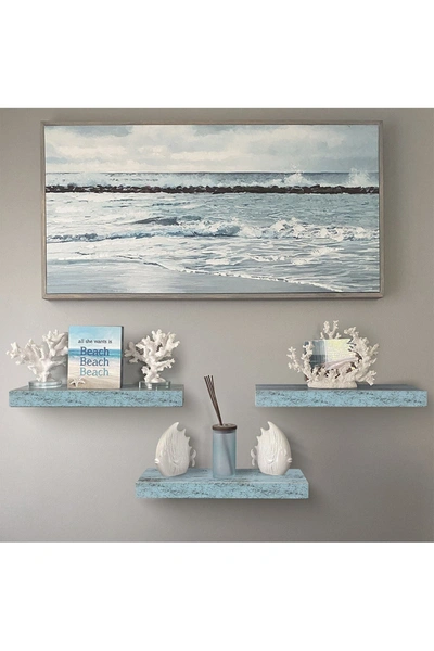 Sorbus Rustic Wood Floating Shelf In Vintage Blue