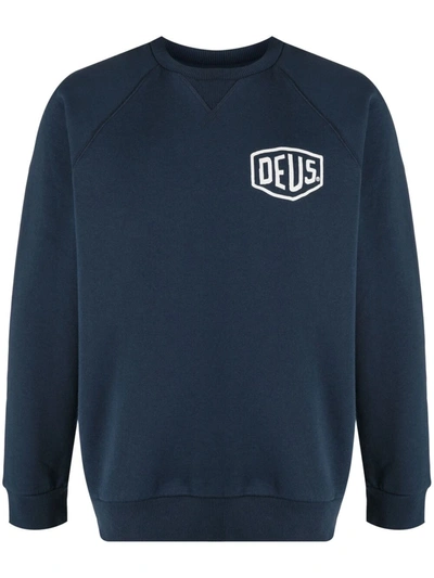 Deus Ex Machina Logo-print Cotton Sweatshirt In Navy