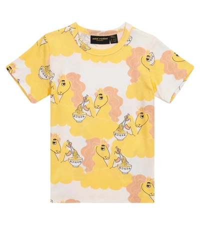 Mini Rodini Kids' Unicorn And Ramen-print T-shirt In Yellow