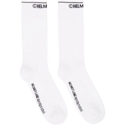 Helmut Lang Logo Intarsia Socks In White
