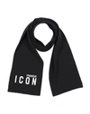 Dsquared2 Wool Scarf With Contrasting Embroidered Logo In Black