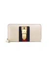 Gucci Sylvie Leather Zip Around Wallet In White