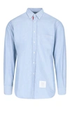 Thom Browne Shirt With Tricolor Band In Blue