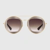 Gucci 圆形镜架金属太阳眼镜
