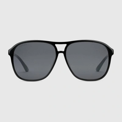 Gucci Specialized Fit Aviator Acetate Sunglasses In Black Acetate