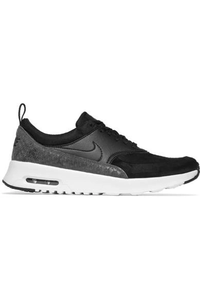 Nike Air Max Thea Suede, Smooth And Snake-effect Leather Sneakers In Black