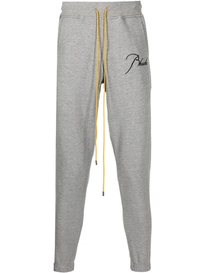 Rhude Embroidered Logo Drawstring Track Pants In Grey