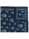 Alexander Mcqueen Skull Print Scarf - Blue