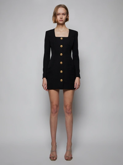 black and white dress with gold buttons BALMAIN WHITE TWEED DRESS WITH GOLD BUTTONS - SIZE 42 main image 0