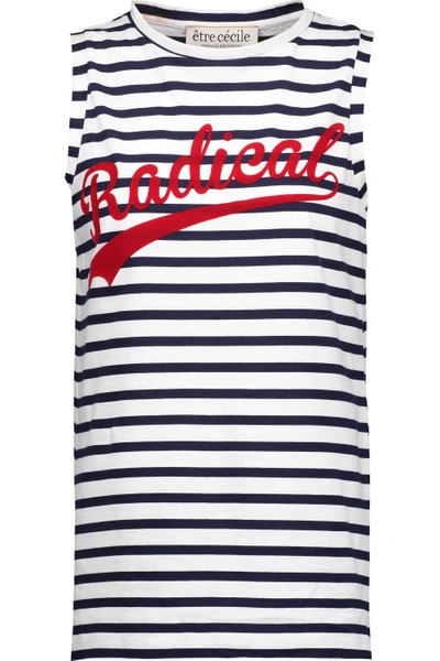 Etre Cecile Radical Flocked Striped Cotton-jersey Tank