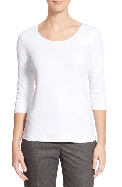 Hugo Boss Scoop Neck Stretch Jersey Top In White