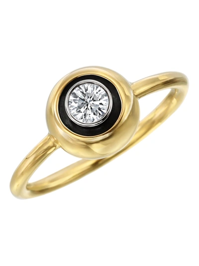 Nina Runsdorf Round Brilliant Cut Diamond Stacking Ring In Gold