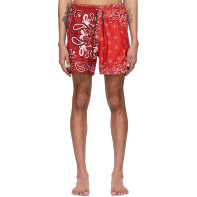 Amiri Paisley-print Swim Shorts In Red