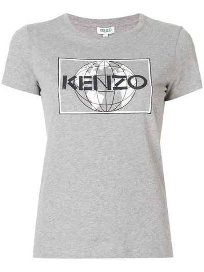 Kenzo Printed Cotton Jersey T-shirt In Grey