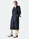 Caalo Sustainable Down Filled Satin Trench In Blue