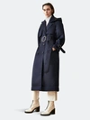 Caalo Sustainable Down Filled Satin Trench In Navy