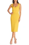 Dress The Population Elle Sheath In Marigold